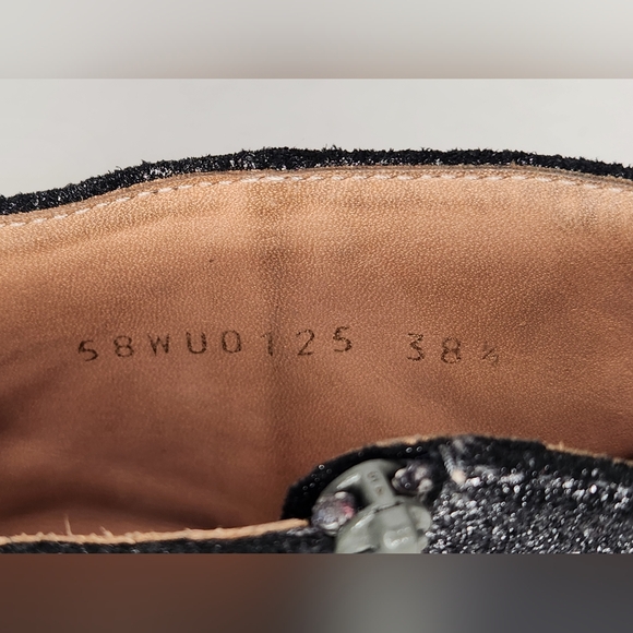 MAISON MARTIN MARGIELA Dark SILVER GLITTER ANKLE ZIP UP BOOT HEELS 38.5 US8.5 - Picture 15 of 16